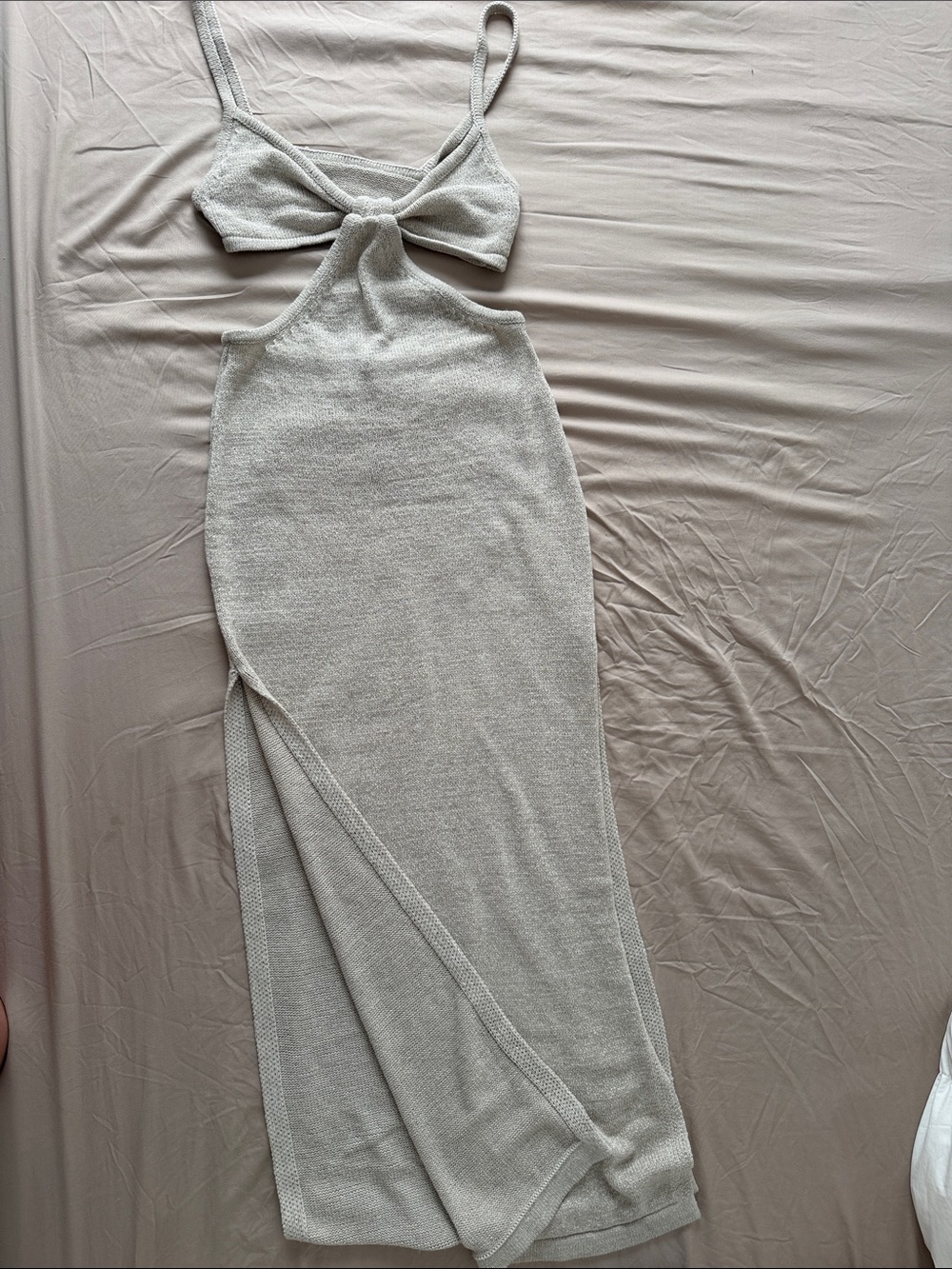 Miss Lola Light beige Cutout Maxi Dress with Side Slit
